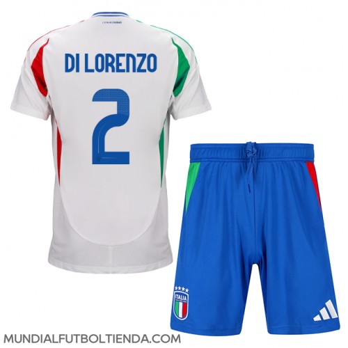 Camiseta Italia Giovanni Di Lorenzo #2 Segunda Equipación Replica Eurocopa 2024 para niños mangas cortas (+ Pantalones cortos)